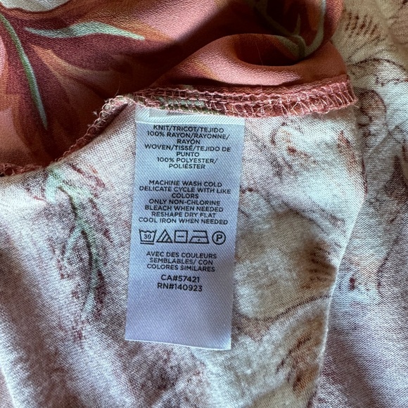 LOFT Floral Tie Neck Top - Picture 3 of 3